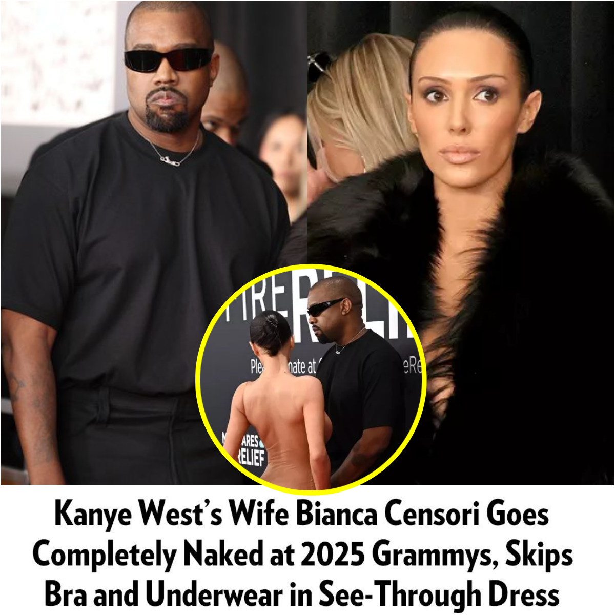 Kanye West's Wife Bianca Censori Goes Completely Naked at 2025 Grammys
