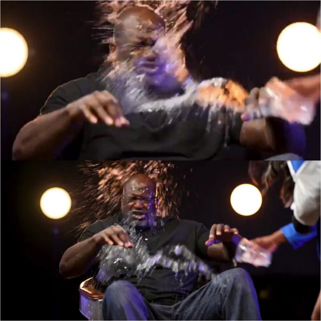 Shaquille O'Neal Has Hilarious Reaction to Getting Water Thrown in His