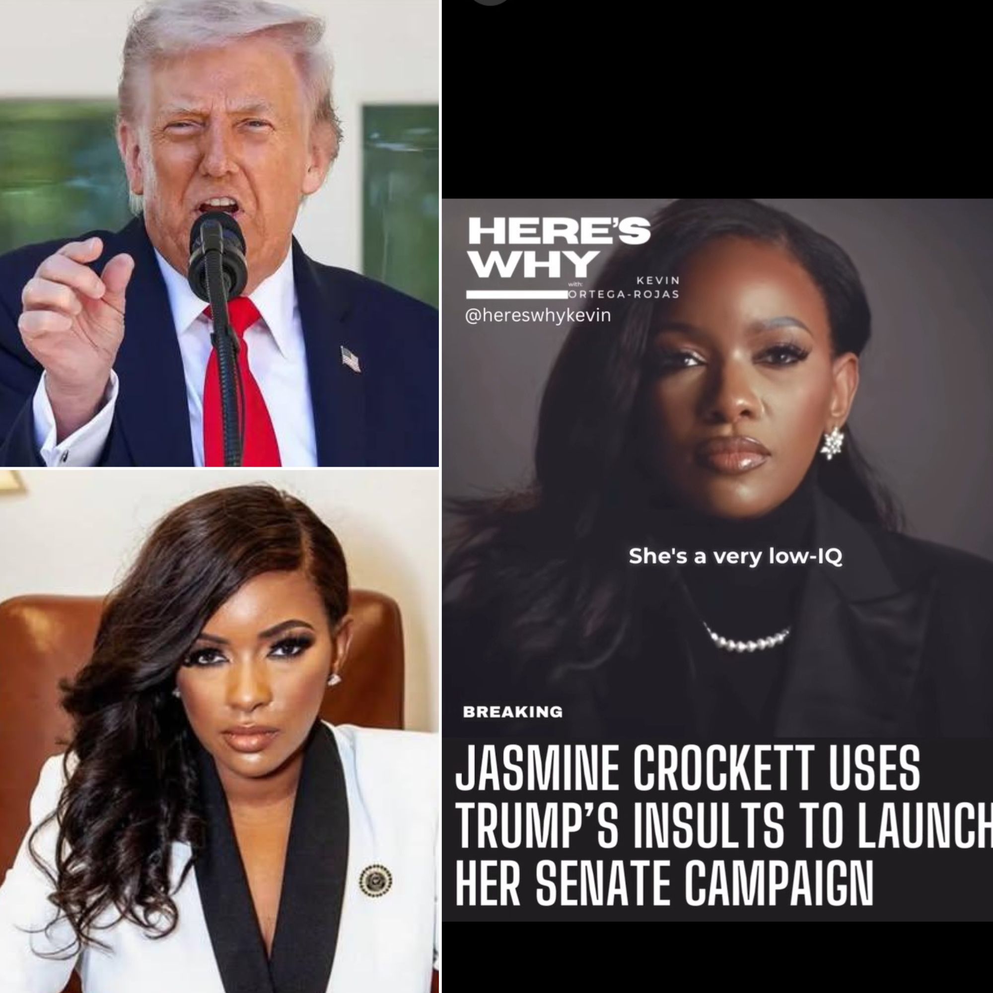 CELEBRITYBREAKING Trump’s 3Word Response to Jasmine Crockett SPARKS