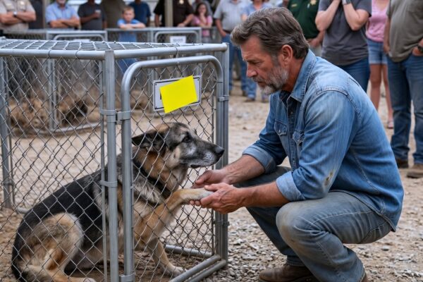 The yellow sticker on the police dog’s cage meant “disposa...